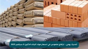 تحديث يومي.. ارتفاع ملموس في أسعار مواد البناء الاثنين 8 سبتمبر 2025